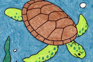 Easy How To Draw A Sea Turtle Tutorial And Turtle Coloring 8